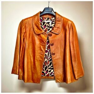 Classiques Entier Butterscotch Leather Jacket |
Leopard Print Lining | Size M